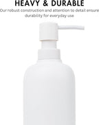 Matte White Soap Dispenser for Bathroom, 15oz Round Rustproof Liquid Hand Dish Soap Dispenser Pump for Kitchen Sink, Countertop, and Bathroom