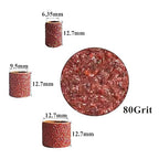 Asieg Tool Sanding Drum Kit 142Pcs 80Grit, 1/2" & 3/8" & 1/4" Diameter Drum Sanding Band with 3.17mm Shank Mandrels for Drill Dremel Rotary Tools Nails Drill