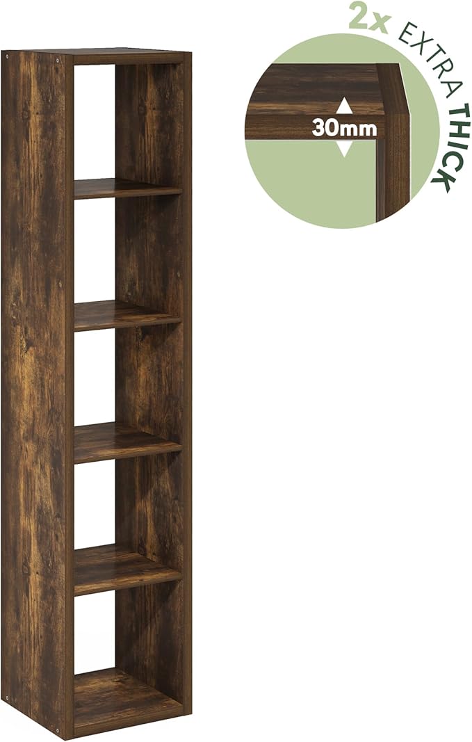 Furinno Cubicle Open Back Decorative Verticle Cube Storage Organizer, 5-Cube, Amber Pine