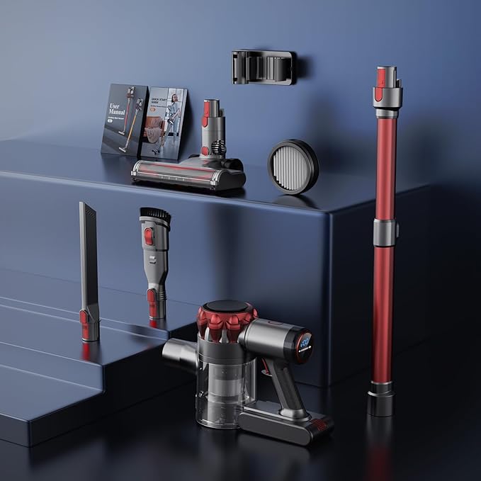 S3 Cordless Vacuum Cleaner, 45kPa Powerful Suction Vacuum Cleaners for Home, 55-Min Runtime Rechargeable Stick Vacuum, Self-Standing, for Pet Hair Carpet Hard Floor, LED Display