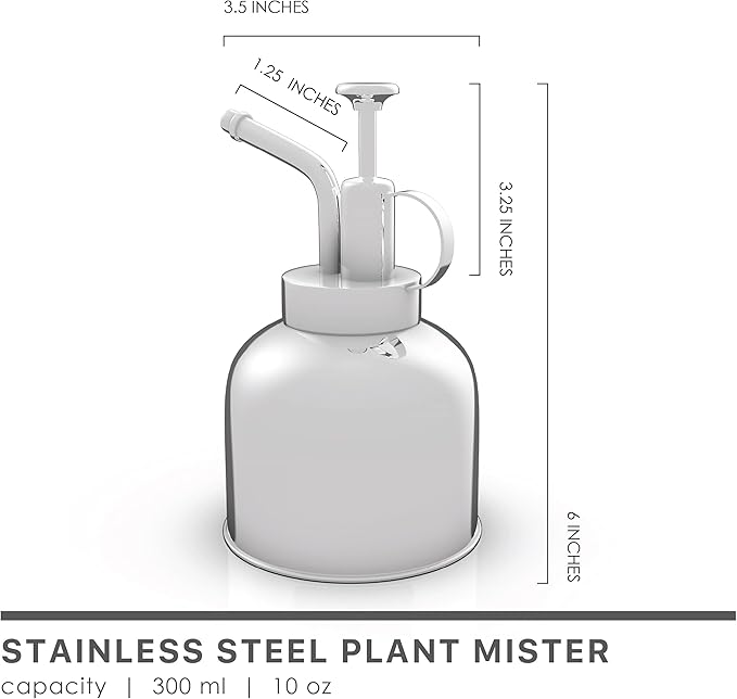 Plant Mister Spray Bottle Stainless Steel Watering Can for Indoor Plants Succulent Bonsai Garden Houseplant Spritzer Modern Garden Tools 10oz/300ml (Silver)