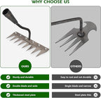 Iron Weeder Tool Without Long Handle, 7 Teeths Manual Weeder Remover Tool, Hand Weed Rake and Garden Hoe for Gardening, Heavy Duty Uprooting Weeding Pull for Yard, Lawn, Patio and Garden