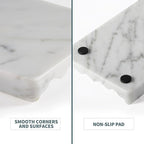 Soap Holder, Marble Soap Dish for Shower, Bar Soap Holder with Water Ripple Design, Easy Cleaning Soap Saver for Kitchen Sink，Bathroom, Executive Italian Natural Stone Soap Tray(Bianco Carrara)
