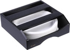 10-inch Paper Plate Dispenser Under Cabinet,Bamboo Paper Plate Holders,Kitchen Counter Vertical Plate Dispensers Holders Countertop Caddy (For 10-inch Plates,Black)