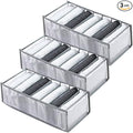 Wardrobe Clothes Organizer 7 Grids Portable Closet Organizer Mesh Separation Storage Box Foldable Closet Drawer Organizer for Underwear Socks Scarves Leggings (Grey, 3 Leggings Grid)