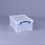 Really Useful Box Stackable 9 Liter Plastic Storage Container Bin with Snap Lid and Built-In Clip Lock Handles for Home & Office Organization (4 Pack)