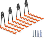 Heavy Duty Garage Hooks 4 Pack, 7.7 inch Wave Long Hanger, Wall Mounted Storage System, Power and Garden Tool Organizer, for Hanging Ladders, Bikes, Hose, Bulk Items and More