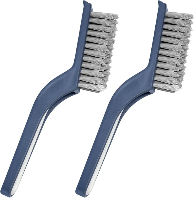 Cleaning Brush - QAGOBDI Hard Bristle Crevice Cleaning Brush for Household, Bathroom, 2 PCS Bathroom Gap Brush with Long Gandle Embedded Stolen Goods Clip