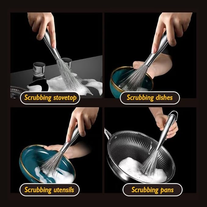 304 Stainless Steel Brushes, Instead of Traditional Steel Wool Scrubber, Metal Scrubber, Suitable for Removing Stubborn Messes from Cast Iron, Pots, Pans, Grill, Stoves, Gifts for mom (2PCS)
