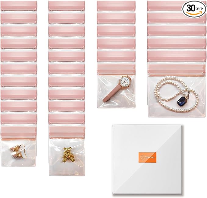 EVA Anti Tarnish Jewelry Bags Storage, Small Clear Plastic Jewelry Pouches Organizer for Gold Silver Ring Earing Chain Bracelet, Jelly-Like Softness, No Yellowing, No Odors, 30 PCS Mixed Sizes