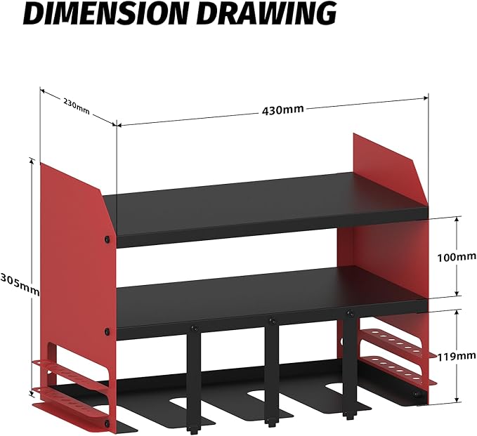 Power Tool Organizer Wall Mount, Utility Racks 3 Layers Storage Rack, Mini Chainsaw, Screwdriver, Drill Bit, battery tool organizer for Workshop Shed Pegboard Basement