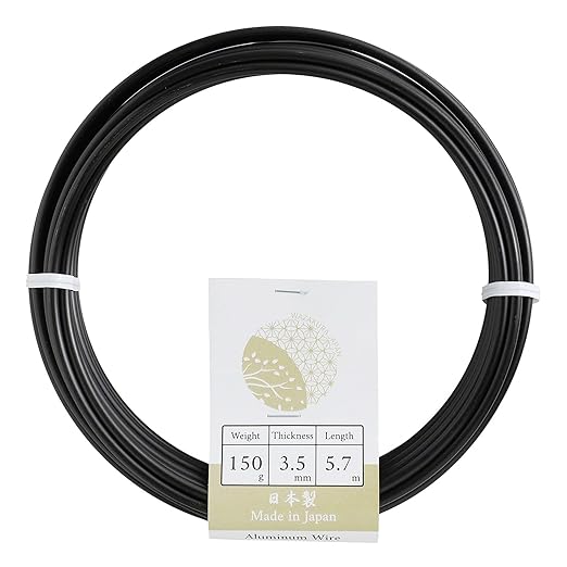 Wazakura 150 gr Black Anodized Aluminum Bonsai Training Wire Made in Japan (3.5 mm, Black)