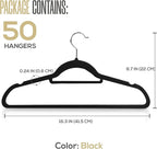 Utopia Home Premium Velvet Hangers 50 Pack - Non-Slip Clothes Hanger with Tie Bar - Black Hangers with 360 Degree Rotatable Hook - Heavy Duty Coat Hanger