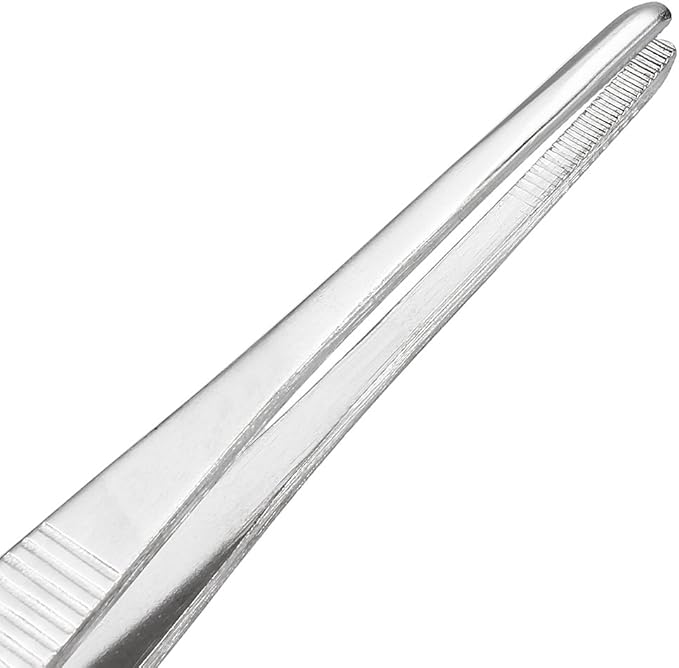 uxcell 2 Pcs 8-Inch Stainless Steel Straight Blunt Tweezers with Serrated Tip Daily Garden Tool