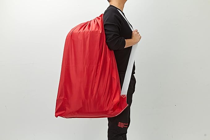HOMEST XL Nylon Laundry Bag with Strap, Large Dirty Garments Organizer, Easy Fit a Hamper or Clothing Basket, Can Carry Up to 4 Loads of Clothes, Red