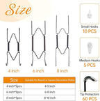 Bilillo 15-Piece Stainless Steel Wall Plate Hangers, 4/6/8 Inch Invisible Decorative Wire Plate Holders with 15 Pieces Wall Hooks for 4 to 10 Inch (Black)
