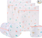 Mesh Laundry Bag, Durable Laundry Bags with Premium Zipper, 5-Piece Washing Machine Wash Bags for Delicates Blouse, Hosiery, Baby Clothes, Travel Organization Bag (Trees)