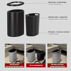 2.4GAL Gloss Black Bathroom Trash Can,Silm Garbage Can with Garbage Bag Inner Lining,Suitable for Bathroom,Bedroom,Hotel,Office,RV (Black Gold)
