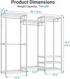 VIPEK V5C Medium Covered Clothes Rack Heavy Duty Portable Closet Wardrobe, Freestanding White Clothing Rack with Black Upgarded Polyester Cover, Adjustable Custom Closet Rack, 56.7" Lx15.7 Wx76.4 H