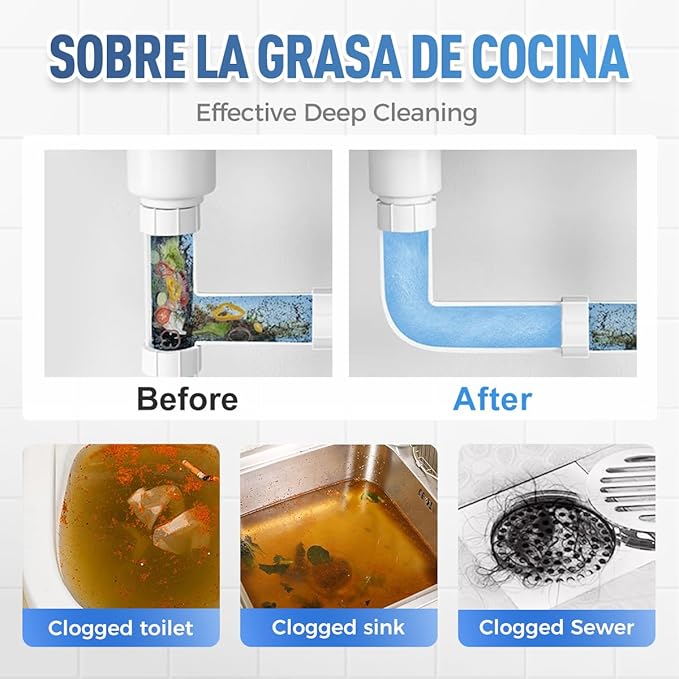 2026 New Sink Drain Cleaner, Sink and Drains Cleaner, Multi-functional Sink and Drains Cleaner Powder Cleaning, Drain Cleaner Foam Cleaner, Powerful Pipe Dredging Agent for Home Kitchen Toilet (2Pcs)