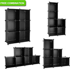 TUMUCUTE Cube Storage Organizer, 6-Cube DIY Plastic Closet Cabinet Modular Bookcase, Storage Shelves for Bedroom Living Room, Office, Black