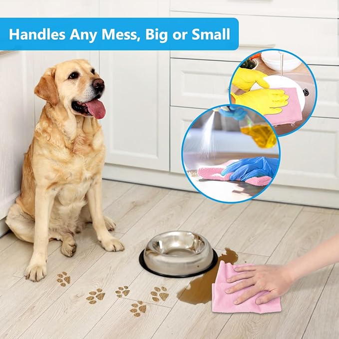 GLIMGLINT Microfiber Cleaning Cloth, 100 Pack Shop Towels, Lint-Free, Ultra Absorbent Reusable or Disposable Microfiber Cloths for Kitchen, Car, Cleaning Rags, 11" x 9", Red