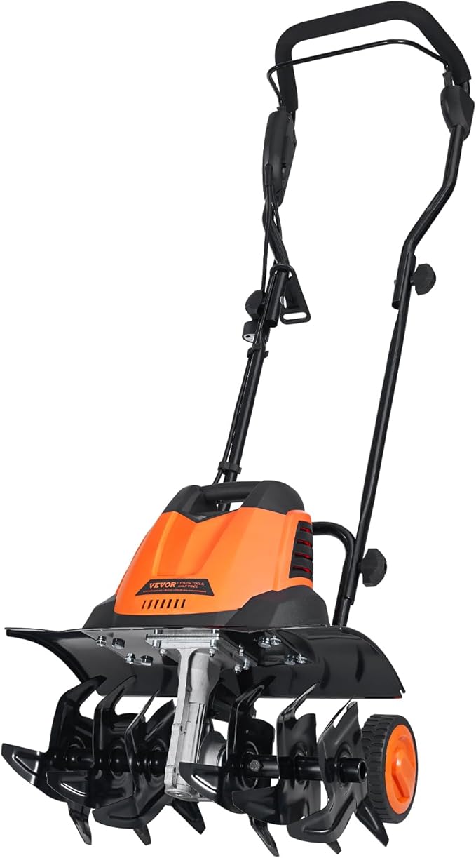 VEVOR 12 Amp Electric Tiller, 18" Tilling Width 3.94" Tilling Depth Corded Electric Tiller/Cultivator, Steel Mn Tines, Rototiller for Garden Lawn Soil Digging