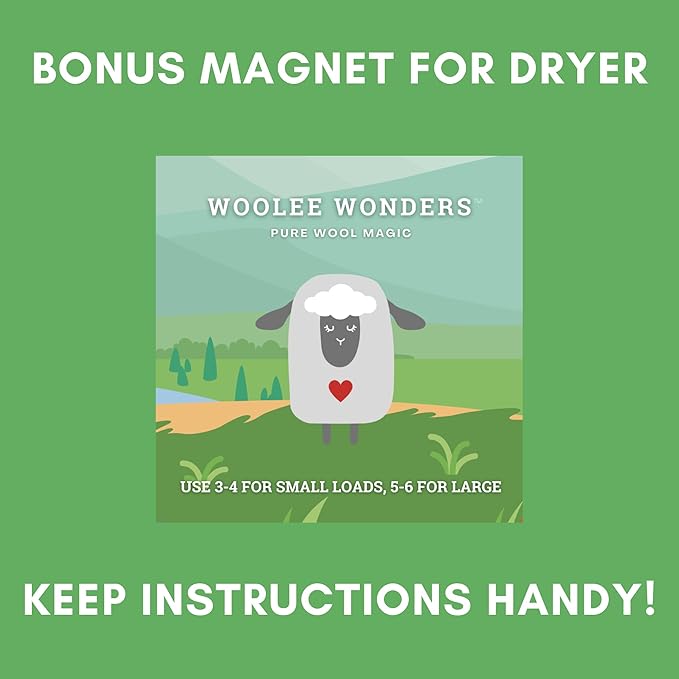 6-Pack XL Organic Wool Dryer Balls - 100% New Zealand Wool, Reuse for 1000 Loads, Fair Trade, Handmade in Nepal, Dryer Balls Laundry Reusable, Critters Dryer Ball Set, Mesh Laundry Bag