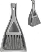 Dust Pan Broom Brush Dustpan -Mini Broom and Dustpan Combo Set, Handheld Sweeper Cleaning for Tables, Keyboards, Guinea Pig Cage, and Cat Litter, etc. (Grey)