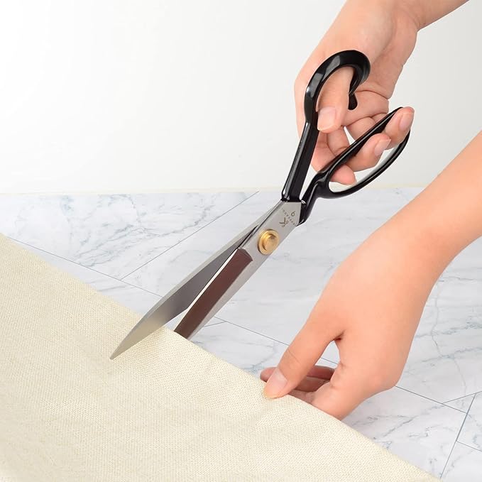 BVEKADO Sewing Scissors 9 Inch, Fabric Dressmaker Scissors Heavy Duty Shears for Tailors Dressmaking, Professional for Upholstery Crafting-Cutting Fabric Leather Paper(High-carbon Steel) White