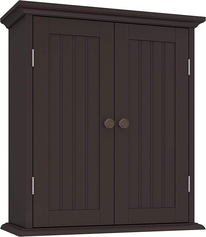 ChooChoo Bathroom Wall Cabinet, Over The Toilet Space Saver Storage Cabinet, Medicine Cabinet with 2 Door and Adjustable Shelves, Cupboard