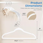Smartor White Velvet Hangers 50 Pack, Non Slip Clothes Hangers with Shoulder Notches, Premium Slim Space Saving Felt Hanger for Closet Organizers and Storage, Heavy Duty Hanger for Coat