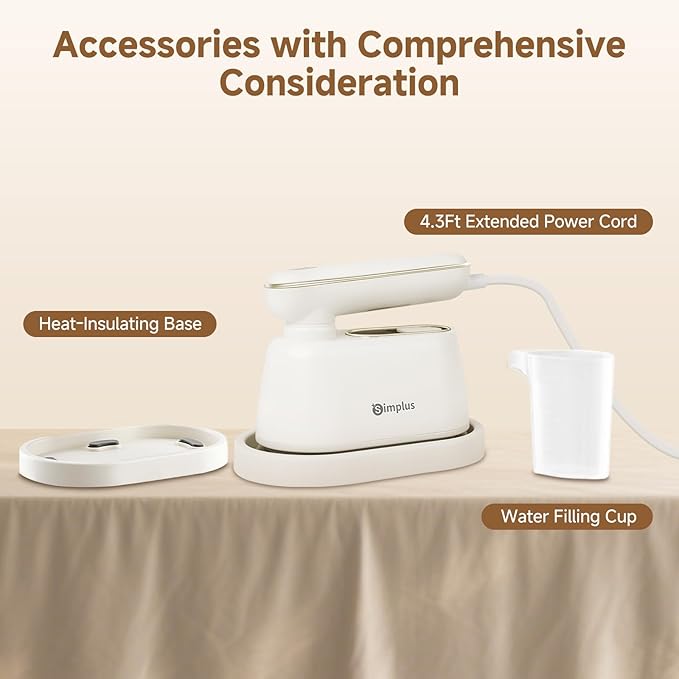 SIMPLUS Garment Steamer for Clothes, 2-in-1 Portable Handheld Wrinkle Remover & Powerful Steam Iron, 1000W Fast Heat-Up, Compact Travel-Friendly Design, 120ml Water Tank, Rotating Handle