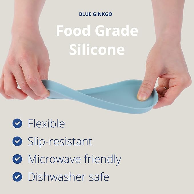 Blue Ginkgo Mini Silicone Trays – Set of 6 Easy-Clean Organizers for Bathroom, Kitchen, Desk, Vanity, and Cosmetics (Blue, Mint, Gray)