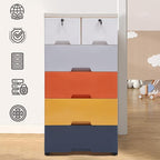 5 Tier Plastic Clothes Storage Organizer with 6 Drawers, Clothes Storage Organizer 66lbs Capacity, Tall Dresser Plastic for Storing Clothes Towels Toys and Some Other Small Items