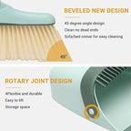 Broom and Dustpan Set,Long Handle Broom and Dustpan Set,Broom with Stand Up Dustpan Combo Set,for Home, Office, Lobby(Green)
