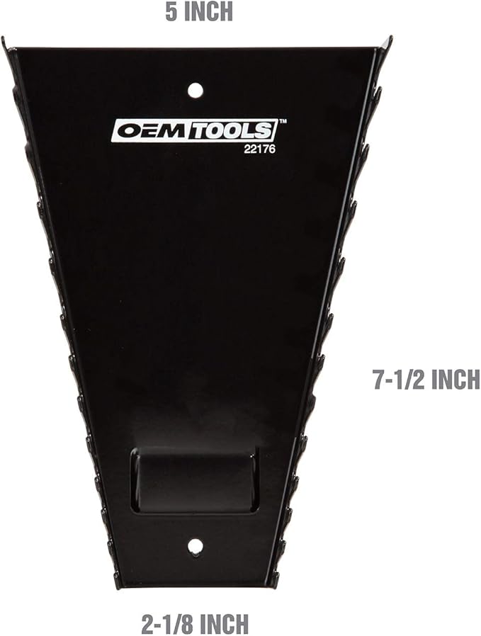 OEMTOOLS 22176 Pro Magnetic Wrench Organizer, 12 Wrench Storage Rail, SAE and Metric Tool Drawer Organizers For Tool Boxes And Metal Surfaces, Black