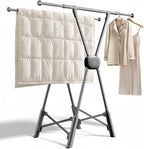 BIREN Clothes Drying Rack Heavy Duty Clothing Racks Extending Laundry Rack Two Drying Modes Garment Racks for Drying Clothes, Adjustable Length from 32-55 Inches for Indoor Outdoor Use