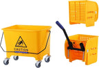 Ridgeyard 5.28 Gallon Side Press Yellow Mop Bucket with Wringer, Mop Bucket with Wringer Set for Home Use, Dirty Water Separator, 11x16.92x27.55 Inch