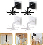 ARTIBETTER 4pcs Rotatable Kitchen Wall Hooks 360° Swivel Under Cabinet Hooks for Utensil Hanging, Black and White, Space-Saving Kitchen Storage Organizer