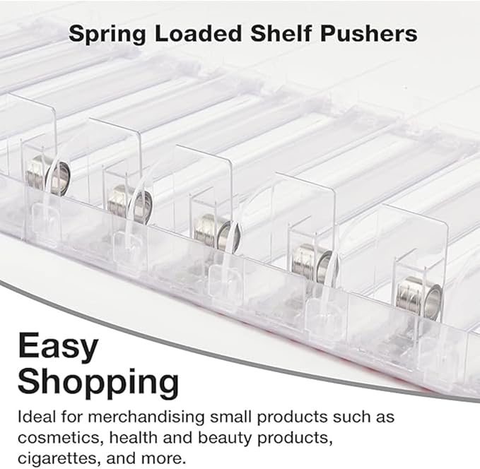 15-Pack Spring-Loaded Shelf Pushers Kit, 15in for 29–38 oz Products – Automatic Retail Display Organizer for Gondola & Store Shelves