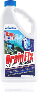 Drainfix & Septic Restorer 32 Oz Septic Tank Treatment | Drainfield Treatment | Septic Safe Drain Cleaner | Enzyme Drain Cleaner | Septic Cleaner | Exxon Valdez Patented - 6 Pack