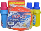 Dorm Room loundry kit, 12 Loads of Laundry Detergent, Fabric Softener, Dryer Sheets & Bonus Hamper