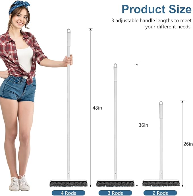 SetSail Floor Scrub Brush with 48-Inch Long Adjustable Handle 2 in 1 Scrape Brush Stiff Bristle Floor Scrubber for Cleaning Shower Bathroom Garage Kitchen Wall Deck Tub Tile