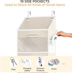 Ofiray-home Over Door Organizer with Drawers, 5-Tier Hanging Storage, Removable Bins & 10 Side Pockets. For Closet, Baby Items, Yarn, Bedding, Clothes, Toys, Towels - Beige