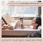 Bath Pillow and Bathtub Tray Set for Tub | Luxurious, Relaxing Home Spa Accessories with Bath Tub Pillows for Head and Neck, Foldable Bath Tray Caddy Organizer | Relaxation Gifts for Women Self Care