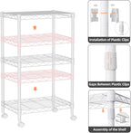 Golpart Small 3 Tier Shelves Storage Wire Shelving Unit Metal Shelf Adjustable Organizers Storage Shelving with Wheels for Bathroom Laundry Room Kitchen Pantry12”D x 18”W x 30.7”H White