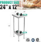 STABLEINK NSF Stainless Steel Table, 24 x 12 Inches Metal Prep & Work Table with Adjustable Undershelf, for Commercial Kitchen, Restaurant, Hotel and Garage