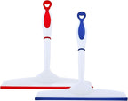 Superio Rubber Squeegee, 2 Pack, Streak Free All Purpose Window Squeegee, Comfort Grip Handle and Hanging Hook (Blue- Red, 10 Inch- 2 Pack)