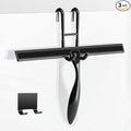 Simtive 12-Inch Shower Squeegee Set, Includes Shower Door Hook and Adhesive Hook, Squeegee for Shower Doors, Mirror and Window, Black